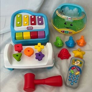 Fisher Price Remote, Laugh Learn Fishbowl,Tap Turn Bench and Little Tikes Piano